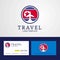 Travel Korea North Creative Circle flag Logo and Business card d