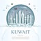 Travel Kuwait monument in Kuwait city modern building in circle texture background