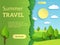Travel landing page. holiday travelling mobile reservation web app design with paper recreation horizon landscape vector