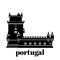 Travel landmark Portugal elements. Flat architecture and building icons Tower Belem. National portuguese symbol.