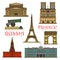 Travel landmarks of France, Russia thin line icon