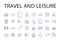 Travel and leisure line icons collection. Tourism, Vacation, Trip, Adventure, Exploration, Excursion, Sightseeing vector