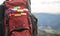 Travel life style passion concept picture of backpack with country flags stripes of Ukraine, Germany, Austria, Denmark, Norway,