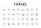 Travel line icons collection. Journey, Voyage, Trek, Expedition, Odyssey, Adventure, Excursion vector and linear