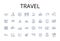 Travel line icons collection. Journey, Voyage, Trek, Expedition, Odyssey, Adventure, Excursion vector and linear