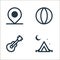 travel line icons. linear set. quality vector line set such as camping, guitar, beach ball
