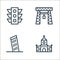 travel line icons. linear set. quality vector line set such as church, pisa, hangman