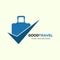 Travel logo, holidays, tourism, business trip company logo design. bag vector with checklist