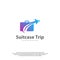 Travel logo with suitcase and airplane. Travel logo design Vector template