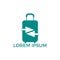 Travel logo with suitcase and arrows.