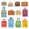 Travel luggage bag, suitcase vector flat icons