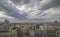 Travel Madrid, Spain cityscape above Gran Via shopping street.