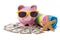 Travel money, holiday saving, currency, Piggy Bank on beach vacation