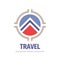 Travel mountains adventure logo badge deisgn. Arrows navigation emblem sign.