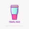 Travel mug thin line icon. Modern vector illustration of thermos for beverages