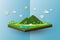 Travel with nature scenery on springtime,spring mountain meadow on isometric background