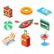 Travel Objects Icon Set Flat 3d Isomectric Modern