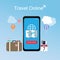 Travel Online Design Template, E-Ticket Concept, Booking Ticket on SmartPhone, Used For InfoGraphic, Web advertising