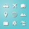 Travel paper art icons