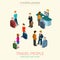 Travel people flat 3d web isometric infographic concept set