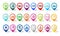 Travel pin icon vector set. Colorful travel map icons navigation pins with different sign for marker and sign.