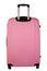 Travel pink suitcase isolated on white background