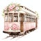 Travel pink train watercolor illustration, travel clipart