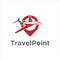 Travel point logo design vector graphic icon. symbol