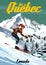Travel poster Ski Quebec resort vintage. Canada winter landscape travel card