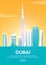 Travel poster to Dubai. Landmarks silhouettes. Vector illustration.