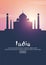 Travel poster to India. Landmarks silhouettes. Vector illustration.