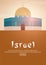 Travel poster to Israel. Landmarks silhouettes. Vector illustration.