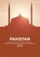 Travel poster to Pakistan. Landmarks silhouettes. Vector illustration.