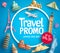 Travel promo vector banner promotion design with tourist destinations