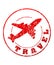 Travel red rubber stamp with airplane for your design.