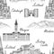 Travel Scotland famous cities landmark with handmade calligraph