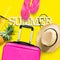 Travel set suitcase straw hat summer holiday