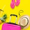 Travel set suitcase straw hat summer holiday