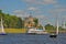 Travel ship on Volga river in Tver city, Russia