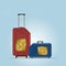 Travel SIM vector illustration. Roaming. Luggage.