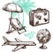Travel Sketch Decorative Icon Set