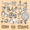 Travel sketch icons set