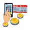 travel smartphone pay ticket money coin virtual