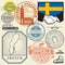 Travel stamps or symbols set Sweden, Scandinavia