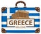 Travel suitcase with flag of Greece and Acropolis