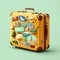 Travel suitcase with many stickers. Generative AI