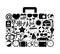 Travel suitcase with travel icons