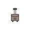 Travel suitcase with wheels filled outline icon