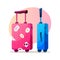 Travel suitcases vector cartoon illustration. Pink and blue luggage bags for summer voyage.