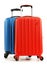 Travel suitcases on white background